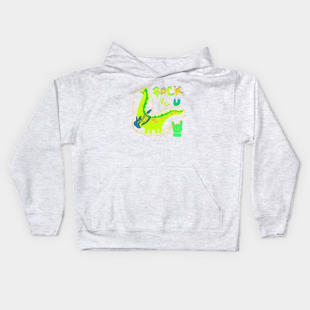 rock spirit, dinosaur Kids Hoodie by zzzozzo